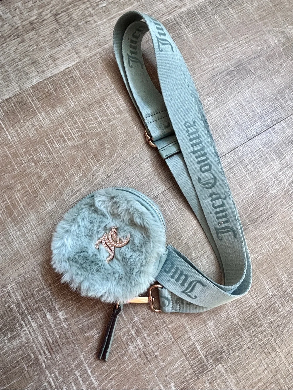 Juicy Couture Fuzzy Mint Green Mini Crossbody Bag Coin Purse Y2K McBling Bratz